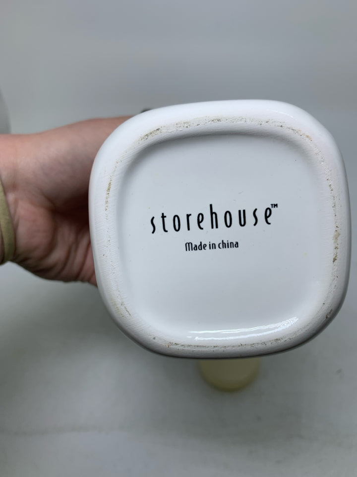 WHITE CERAMIC MILK BOTTLE W/ CAP.