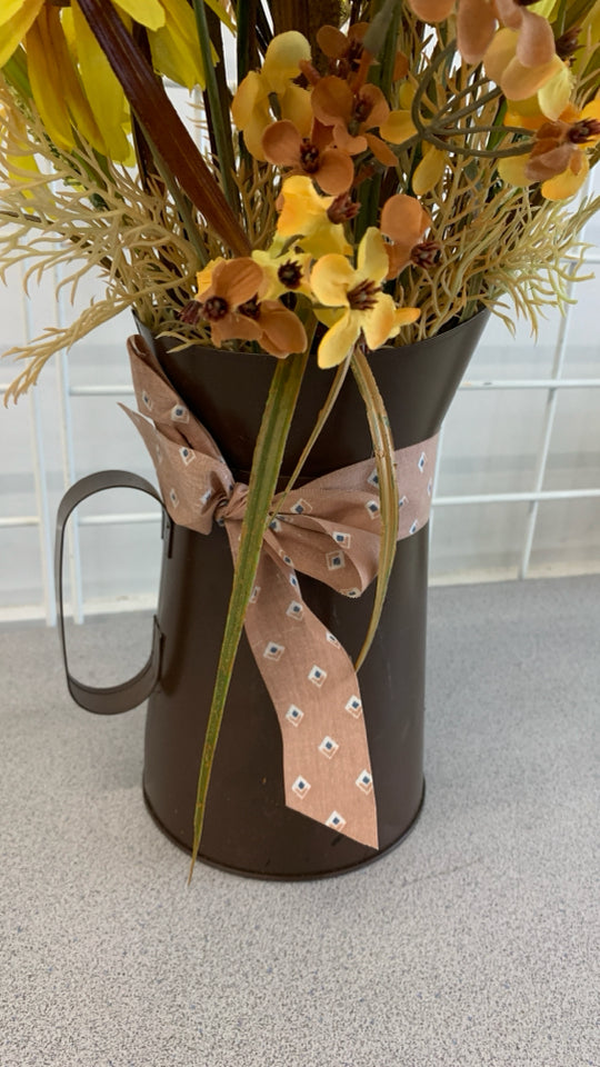 FALL FLORALS IN METAL PITCHER.