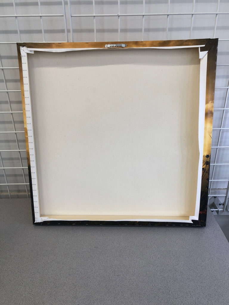 RED POPPY SUNSET CANVAS WALL ART.