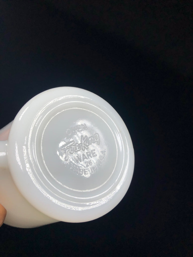 6 VTG MILK GLASS MUGS.