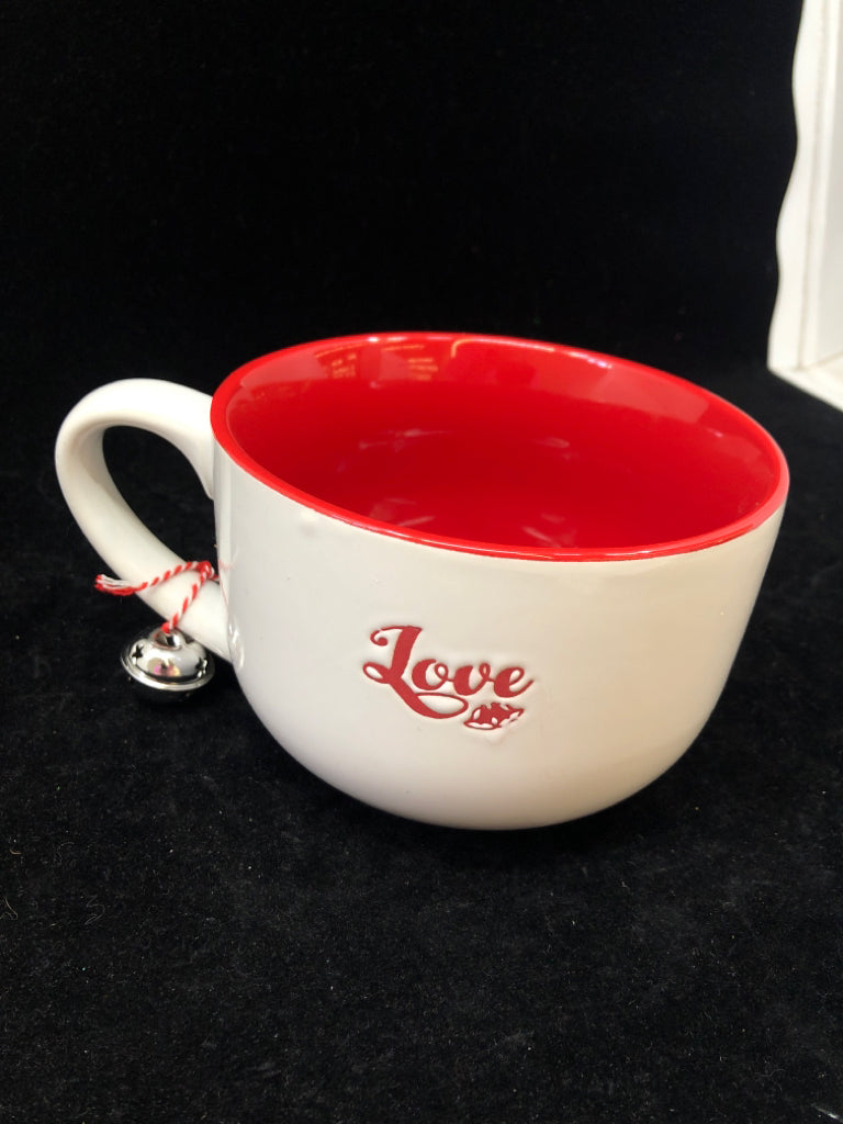 RED AND WHITE "LOVE" MUG.