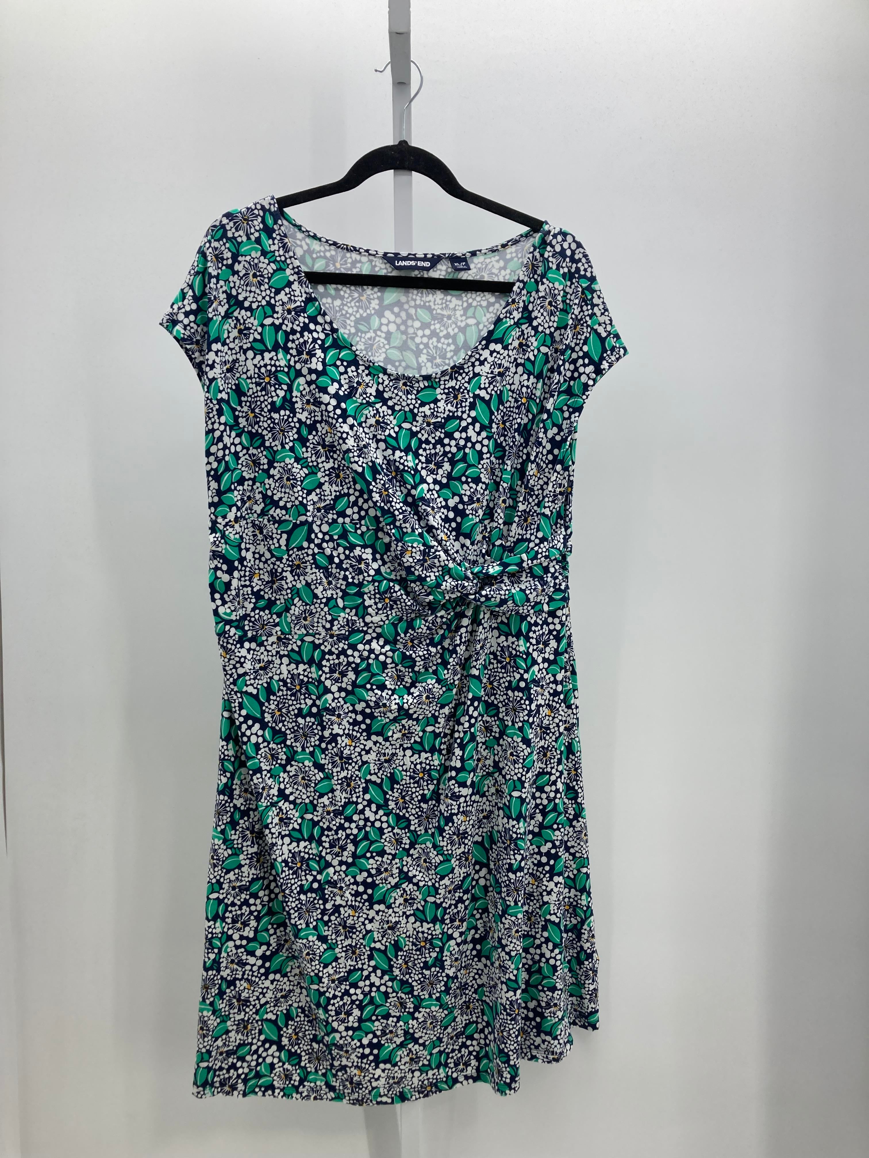Lands End Size X Large Petite Petite Short Sleeve Dress
