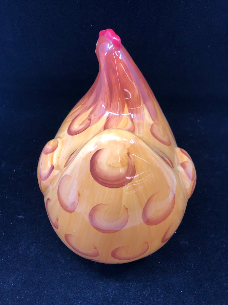 CERAMIC HEN YELLOW/BROWN.