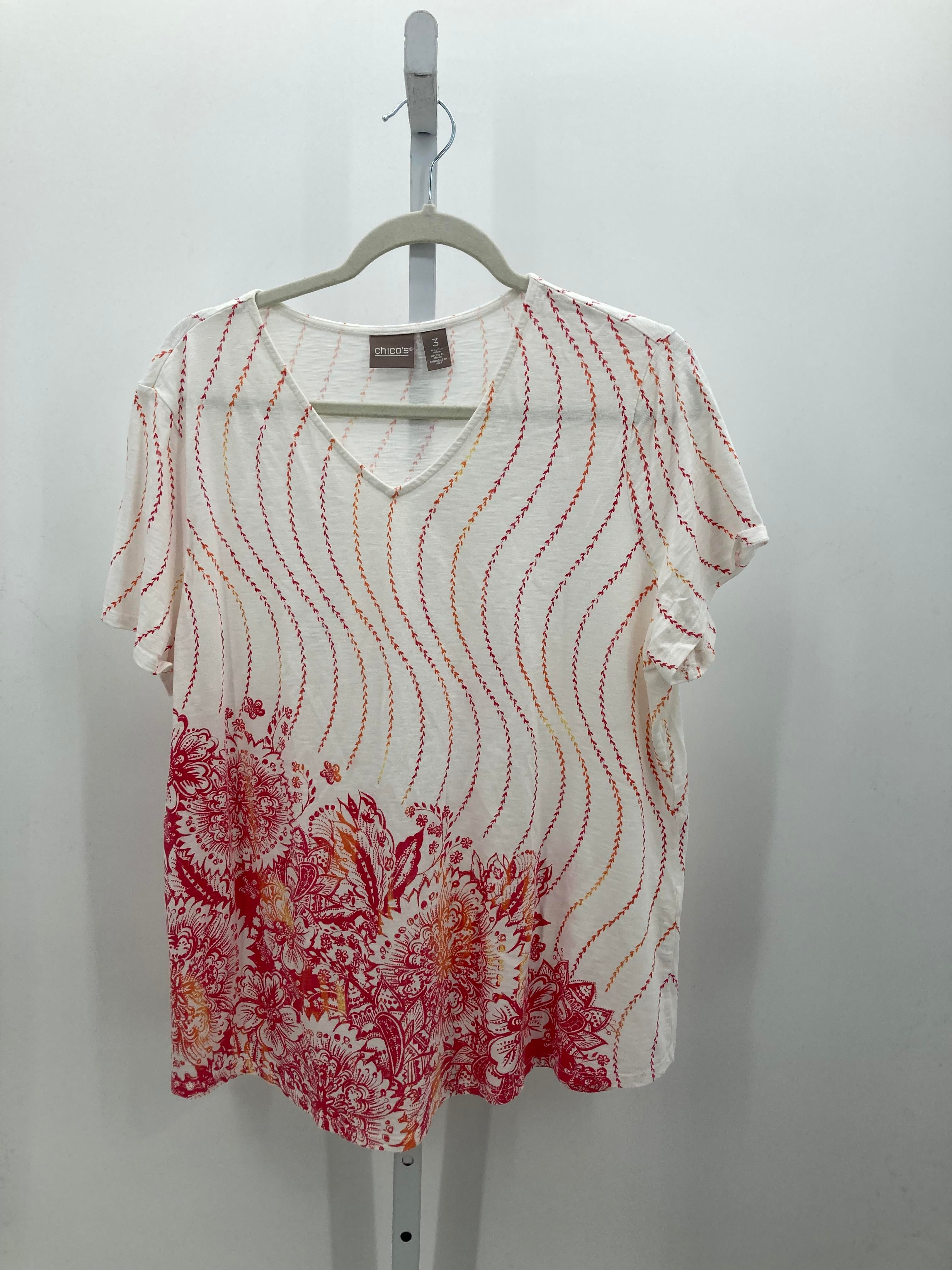 Chico's Size Large Misses Short Sleeve Shirt
