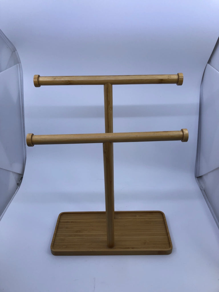 BAMBOO WOOD 2 TIER JEWELRY RACK.