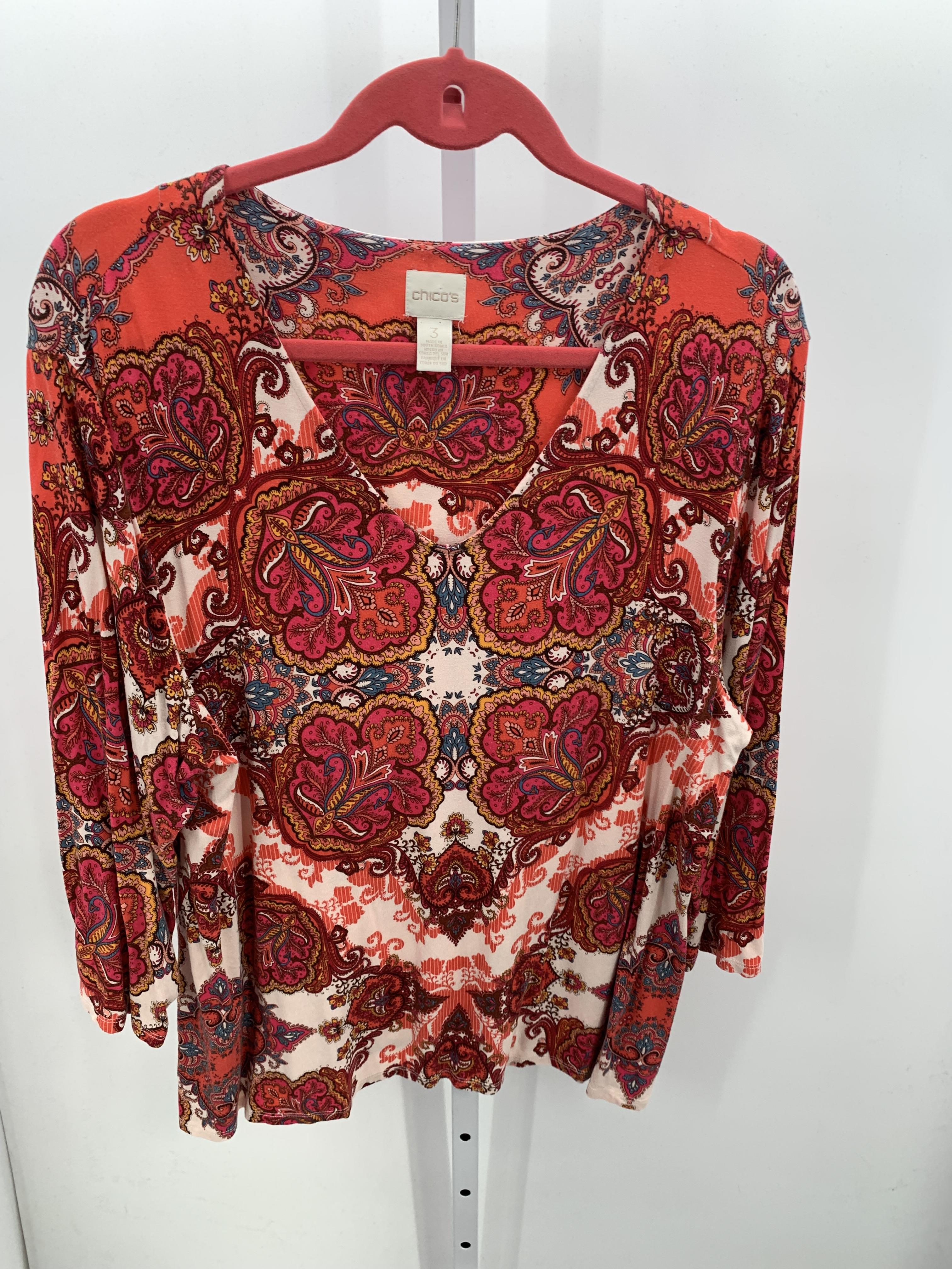 Chico's Size Large Misses 3/4 Sleeve Shirt