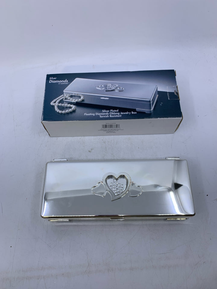 NIB SILVER PLATED W/ HEART RECTANGLE.