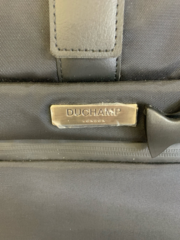 BLACK DUCHAMP LONDON TRAVEL BACKPACK.