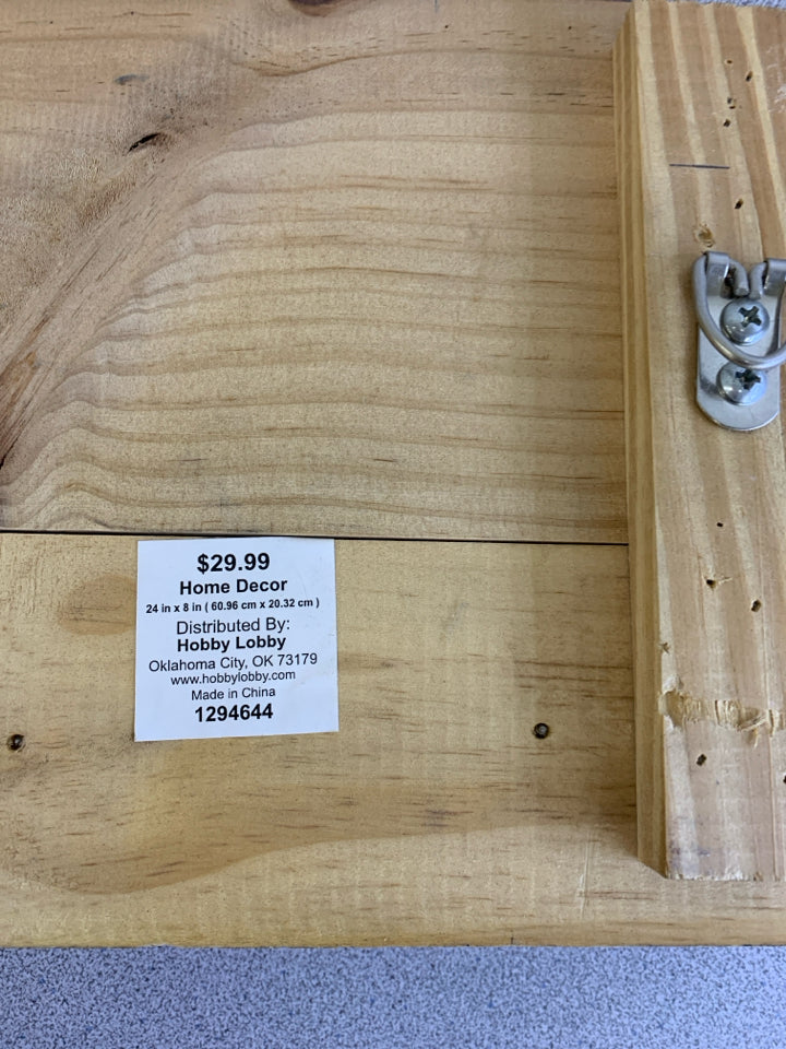 BUT FIRST COFFEE WOOD WALL HANGING W/HOOKS.