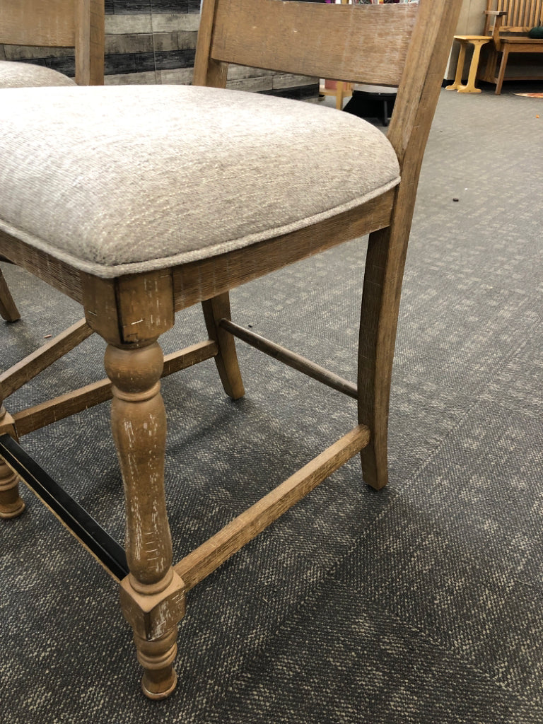 2 GREY PLUSH SEAT CHAIRS.