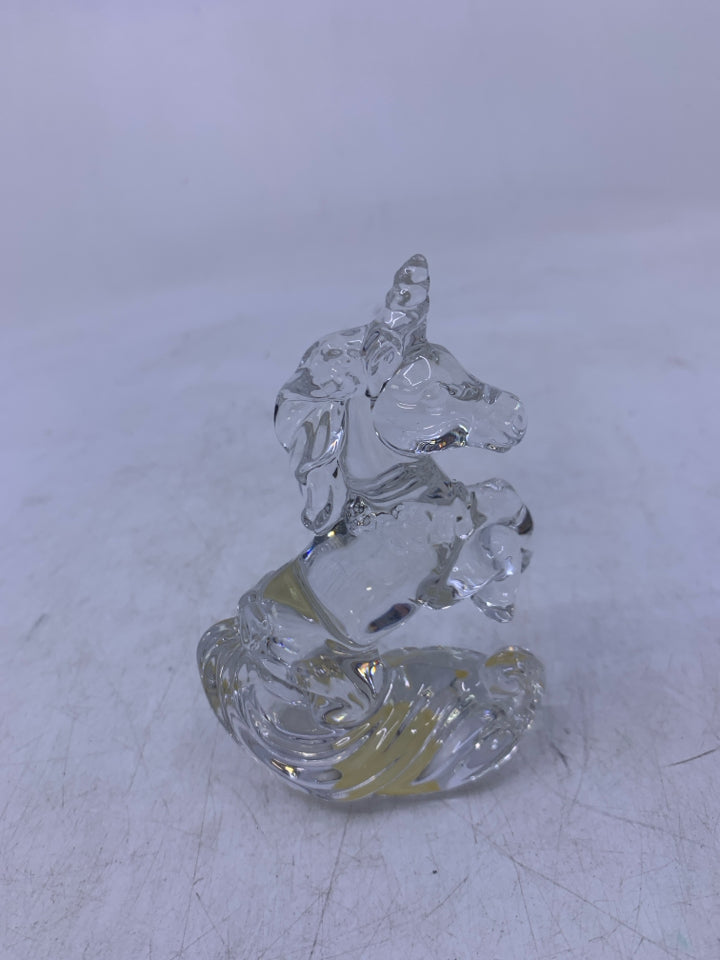 CLEAR CRYSTAL ROCKING UNICORN.