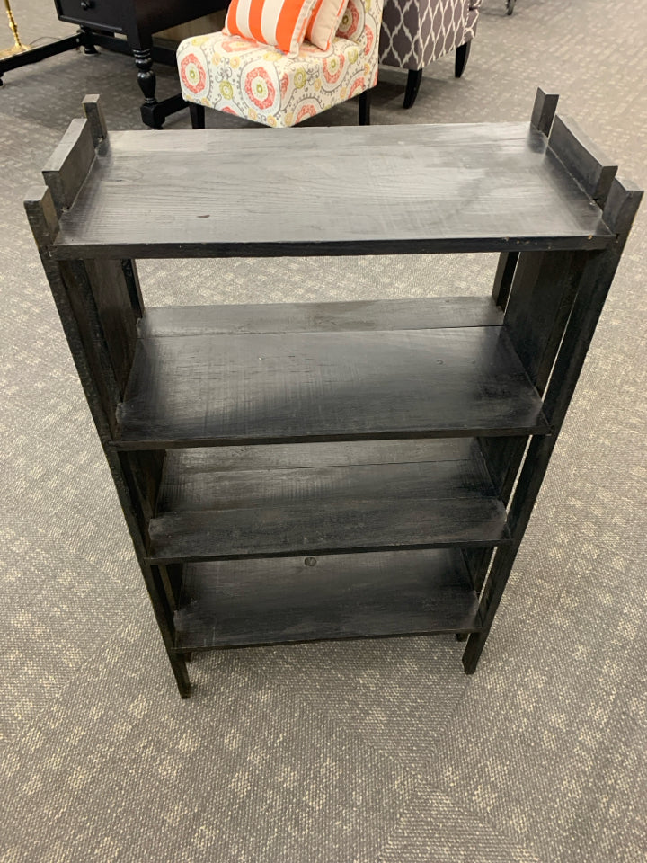 HAND-PAINTED 4-TIER BLACK SHELF.