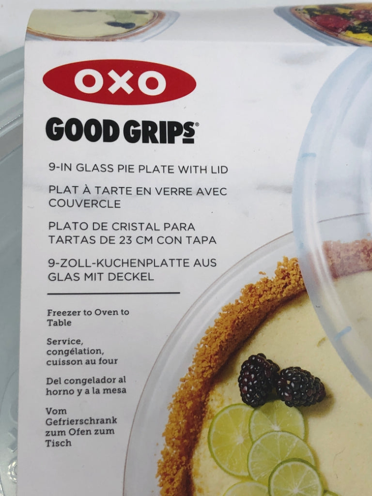 NIP OXO GLASS PIE PLATE W/LID.