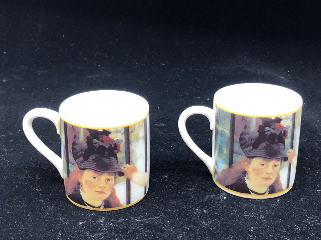 10PC ART DECO STYLE CUP/ SAUCER SET - 5 CUPS, 5 SAUCERS.