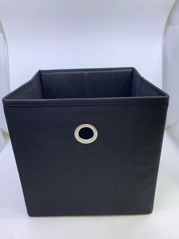 BLACK CANVAS FABRIC STORAGE BIN.