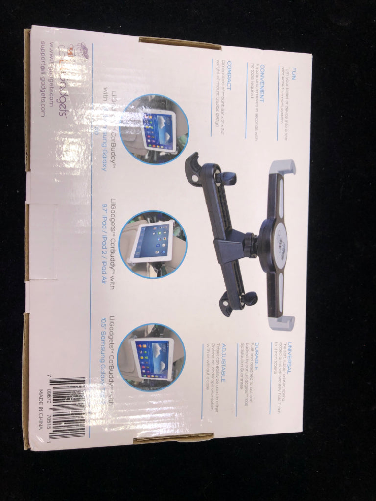 NIB TABLET HEAD REST MOUNT CARBUDDY.