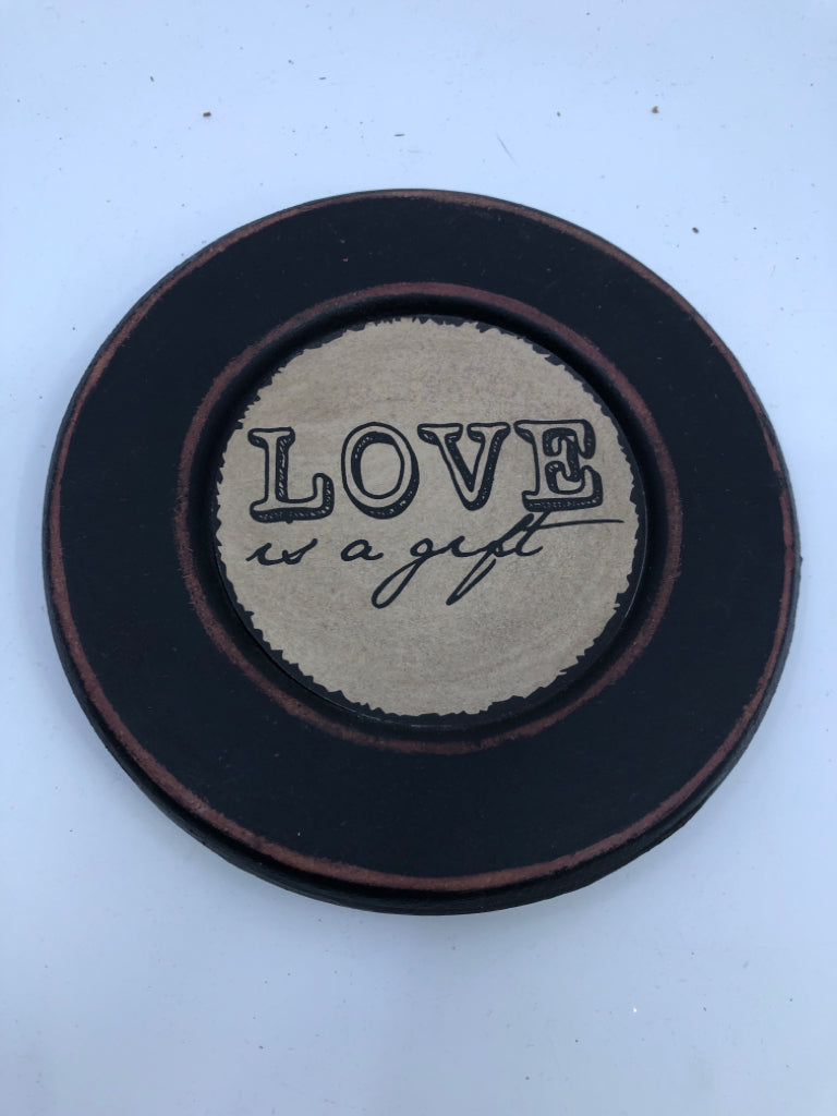 PRIMITIVE LOVE PLATE W BLACK STAND.