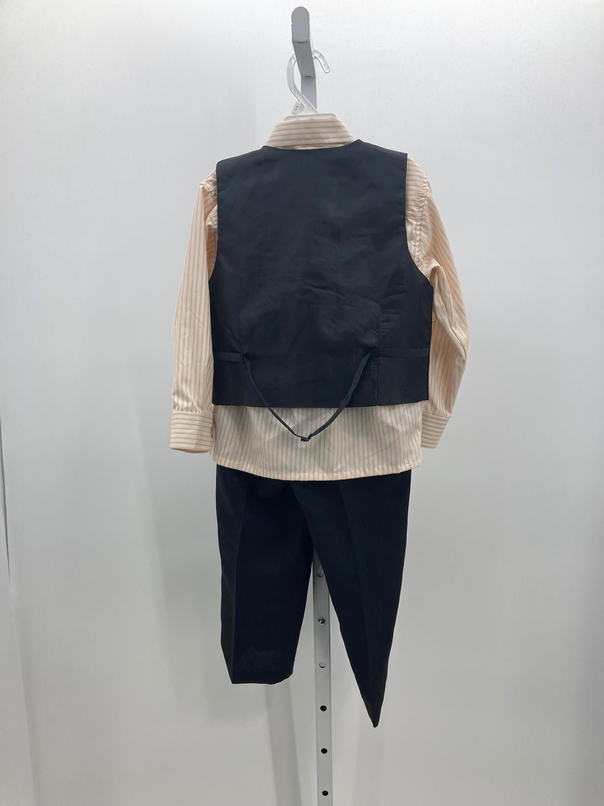 STRIPE SHIRT VEST TROUSERS AND TIE.