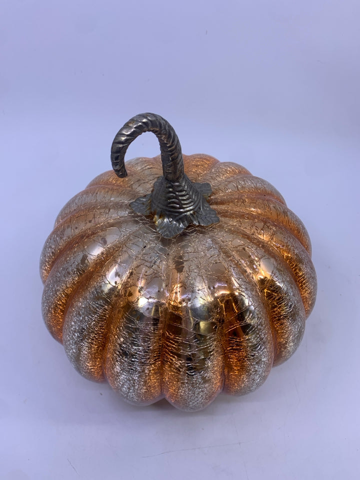 CRACKLE MERCURY GLASS PUMPKIN.