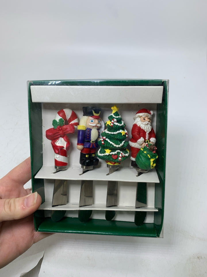 4 NIB CHIRSTMAS THEMED SPREADERS BOSTON WAREHOUSE.