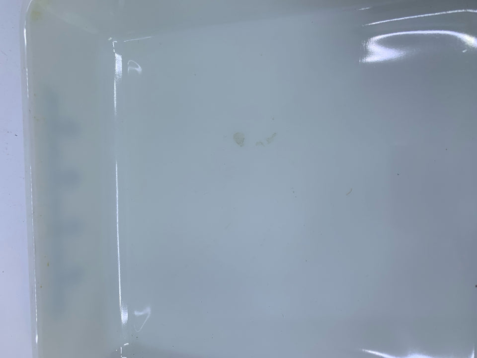 VTG BLUE SNOWFLAKE GARLAND SQUARE GLASS BAKING DISH #922.