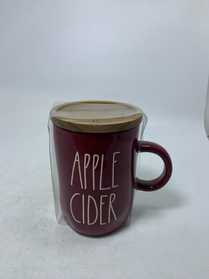 NIP BURGUNDY APPLE CIDER RAE DUNN MUG W/ LID.