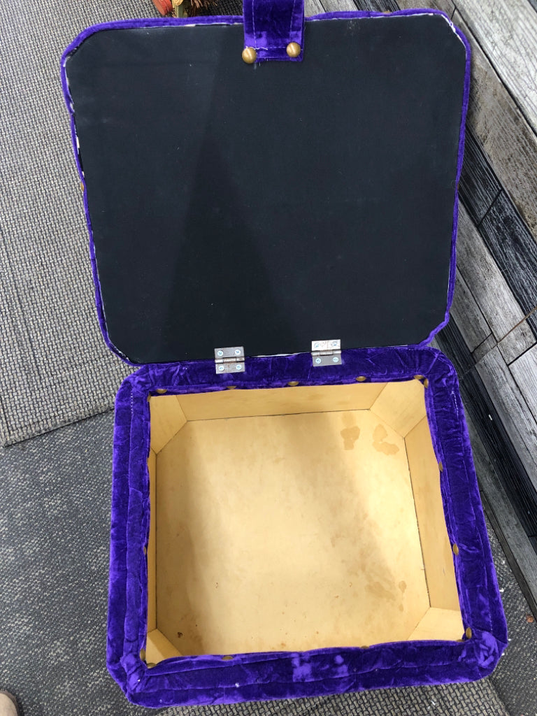ROYAL PURPLE STUDDED STORAGE OTTOMAN.
