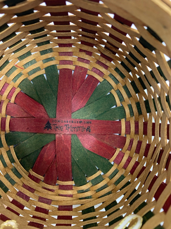 LONGABERGER MELODY TREE TRIMMING BASKET W/ LINER & TIE-ON 2003.