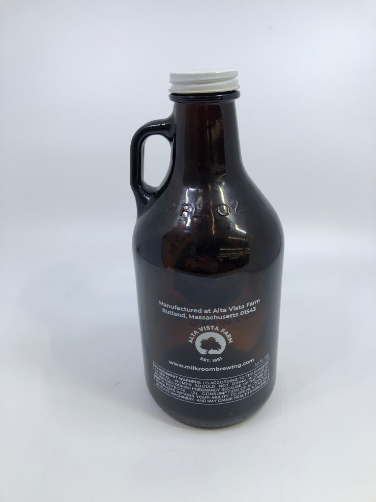BROWN GLASS MILK ROOM BREWING JUG.