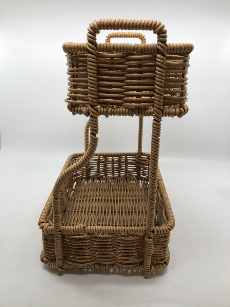 2 TIER WICKER ORGANIZER.