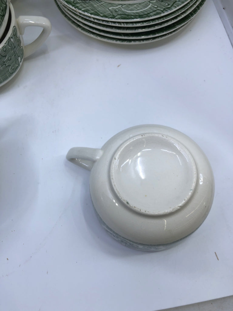 30PC VTG OLD CURIOSITY DISH SET SVC FOR 6.