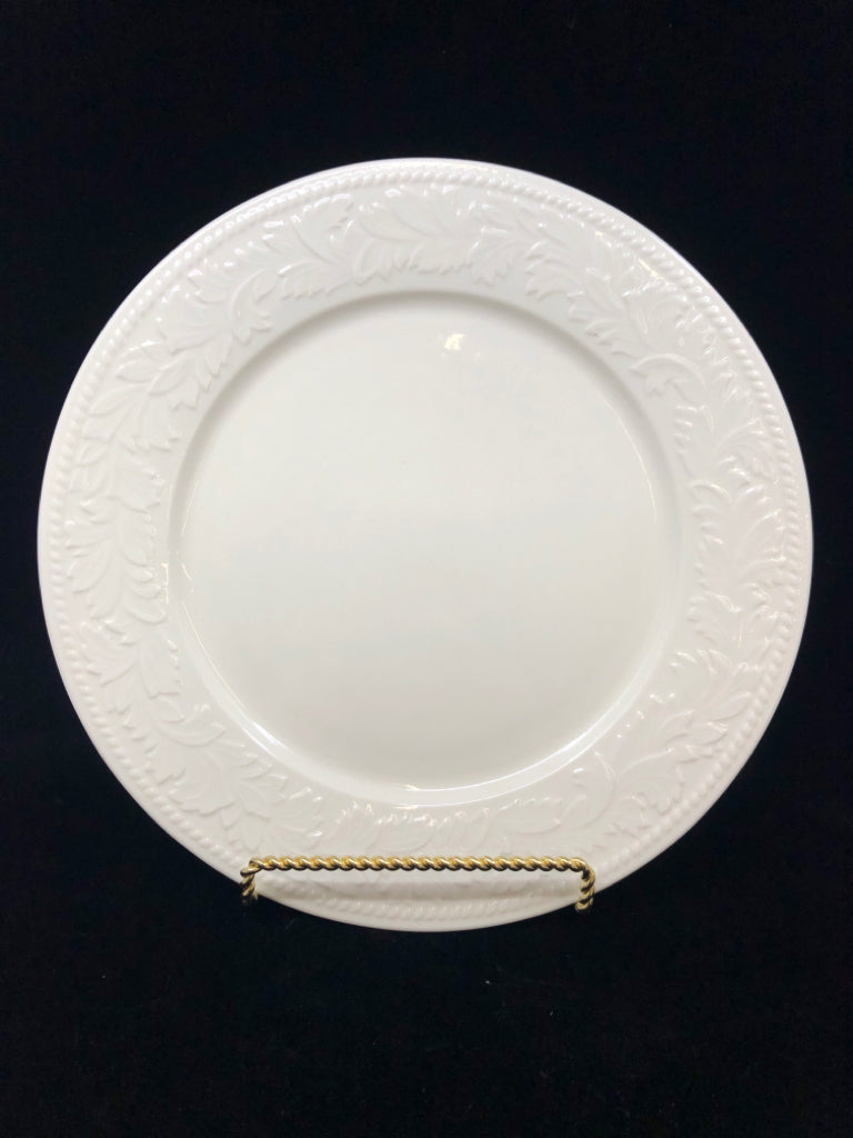 CREAM SERVING PLATE W/EMBOSSED LEAVES.