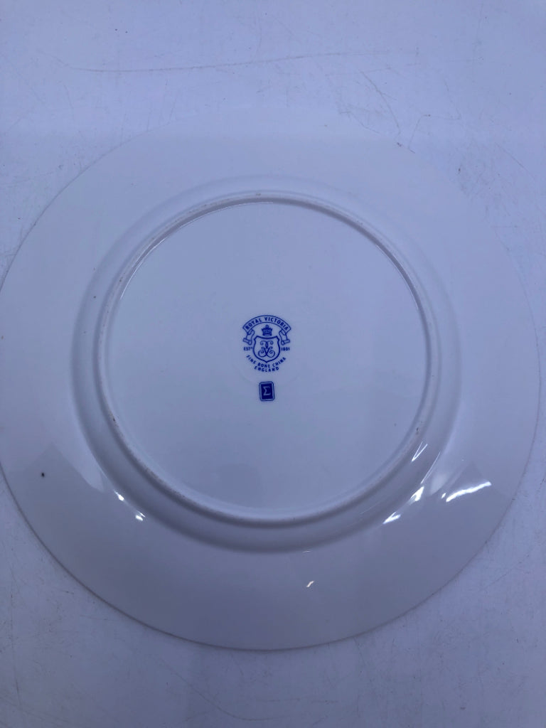 4 VTG LUNCH PLATES W/ PURPLE FLOWERS GOLD EDGE.