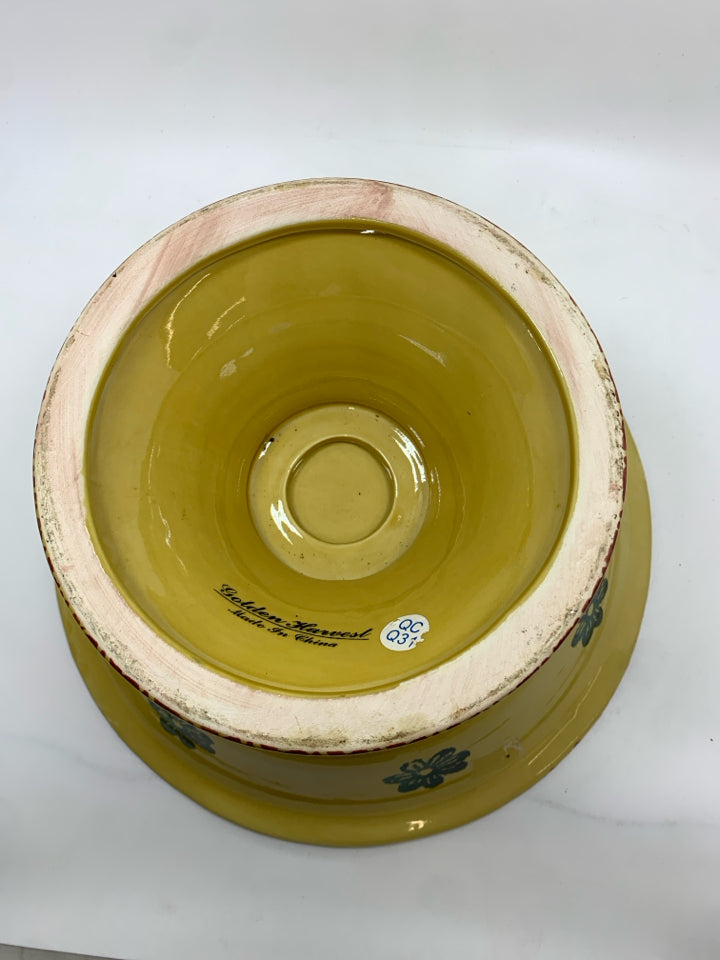 FRUIT PAINTED PEDESTAL BOWL.