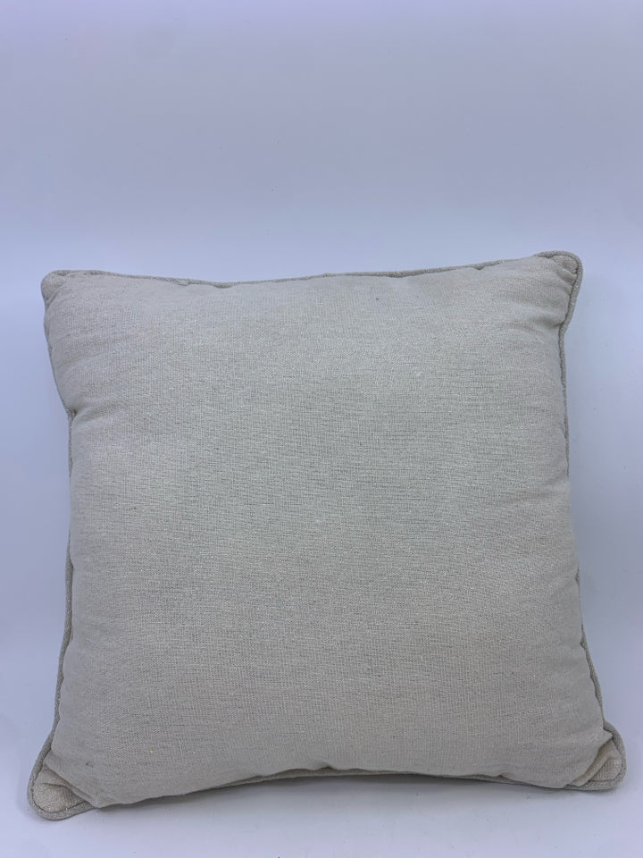 CREAM SPARKLE PILLOW W/ SEQUENCE SNOWFLAKE PILLOW.