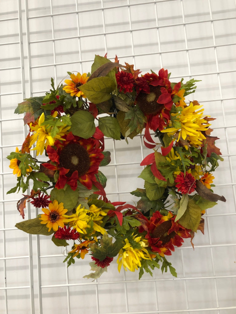 SUNFLOWER RED/YELLOW WREATH.