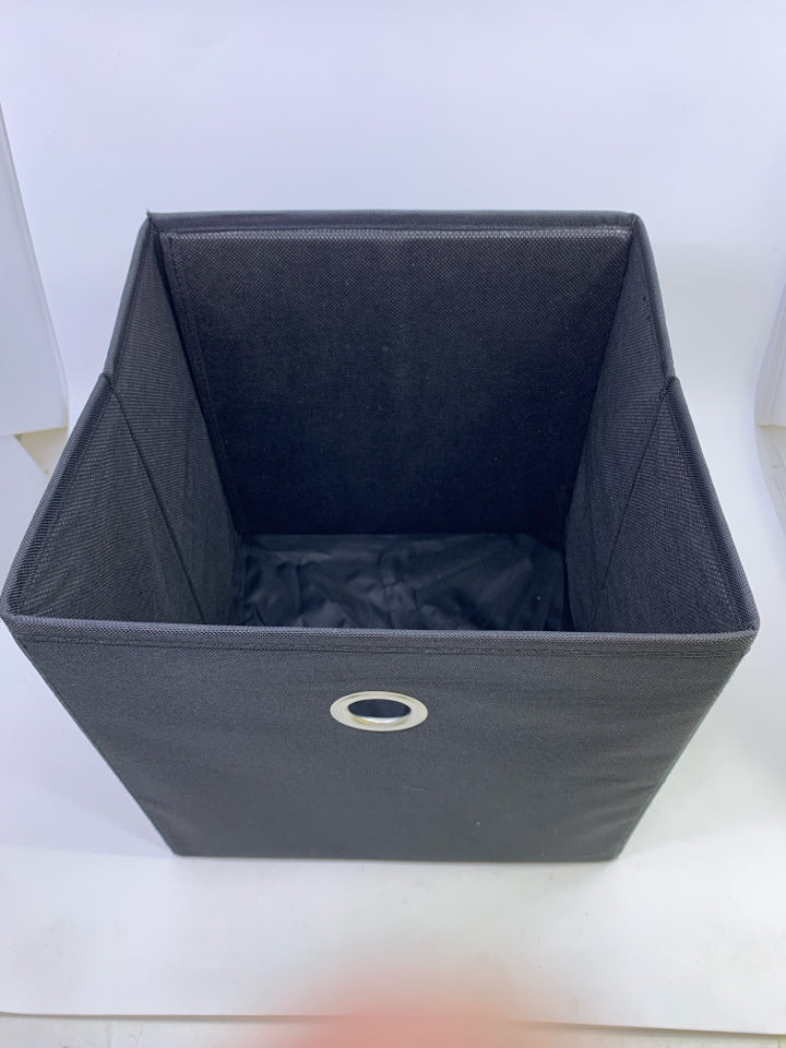 BLACK CANVAS FABRIC STORAGE BIN.