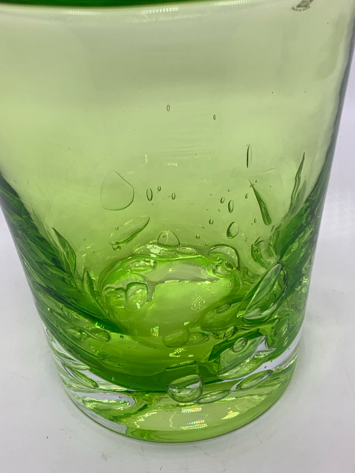 BRIGHT GREEN BUBBLE VASE MADE IN POLAND.