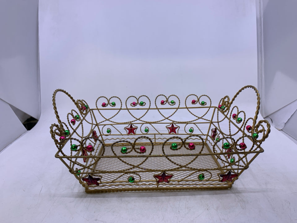 RECTANGLE GOLD METAL W/ HEARTS/STARS.