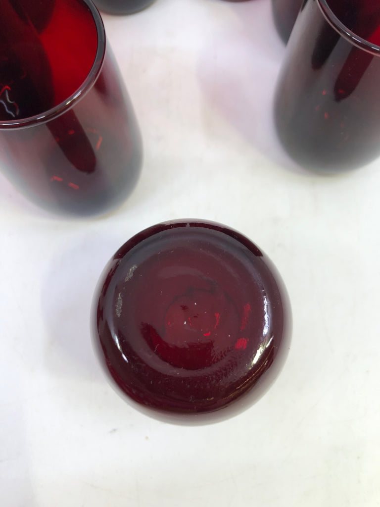 8 VTG RUBY RED SHORT GLASSES.