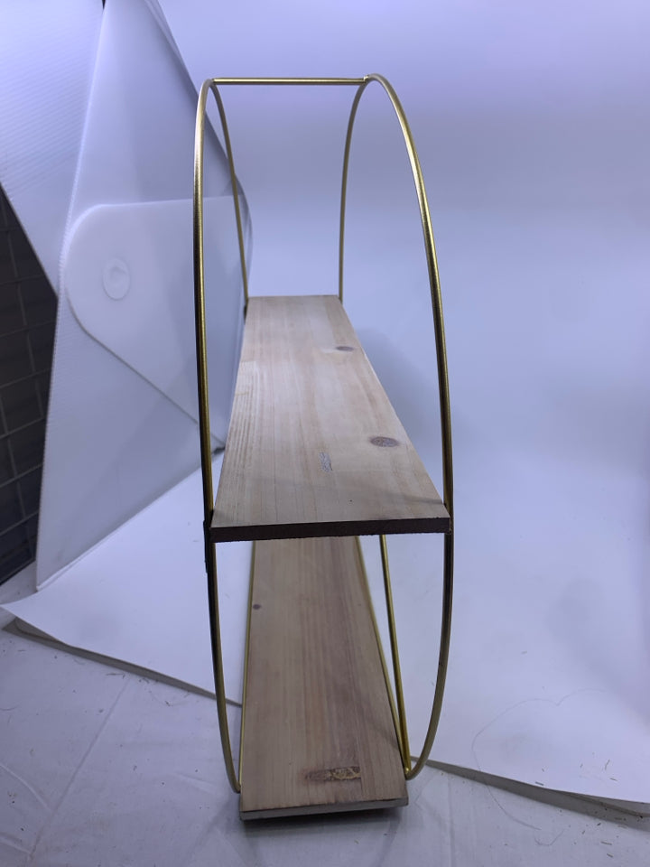 2 TIER ARCHED GOLD WALL SHELF.