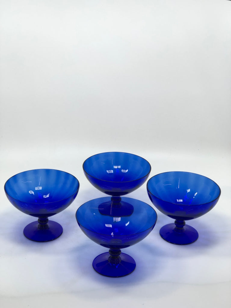 4 COBALT BLUE SUNDAE DISHES.