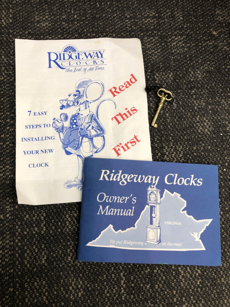 RIDGEWAY GLOBE DESIGN NARROW WOODEN GRANDFATHER CLOCK.