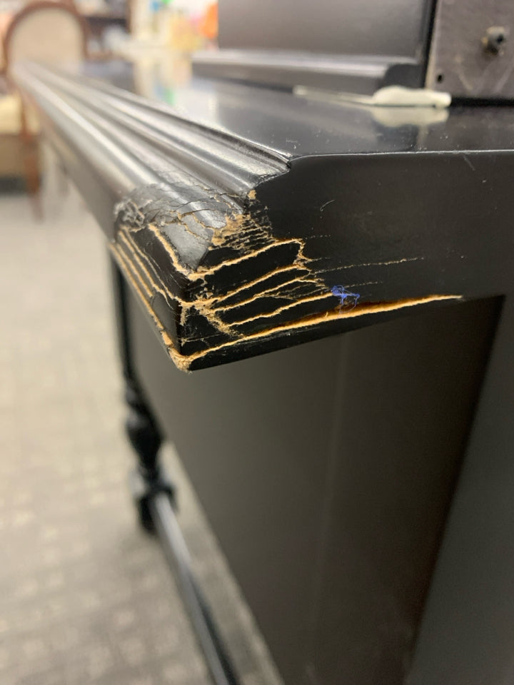 2PC BLACK WOOD DESK W/ SHELVES *MINOR WEAR.