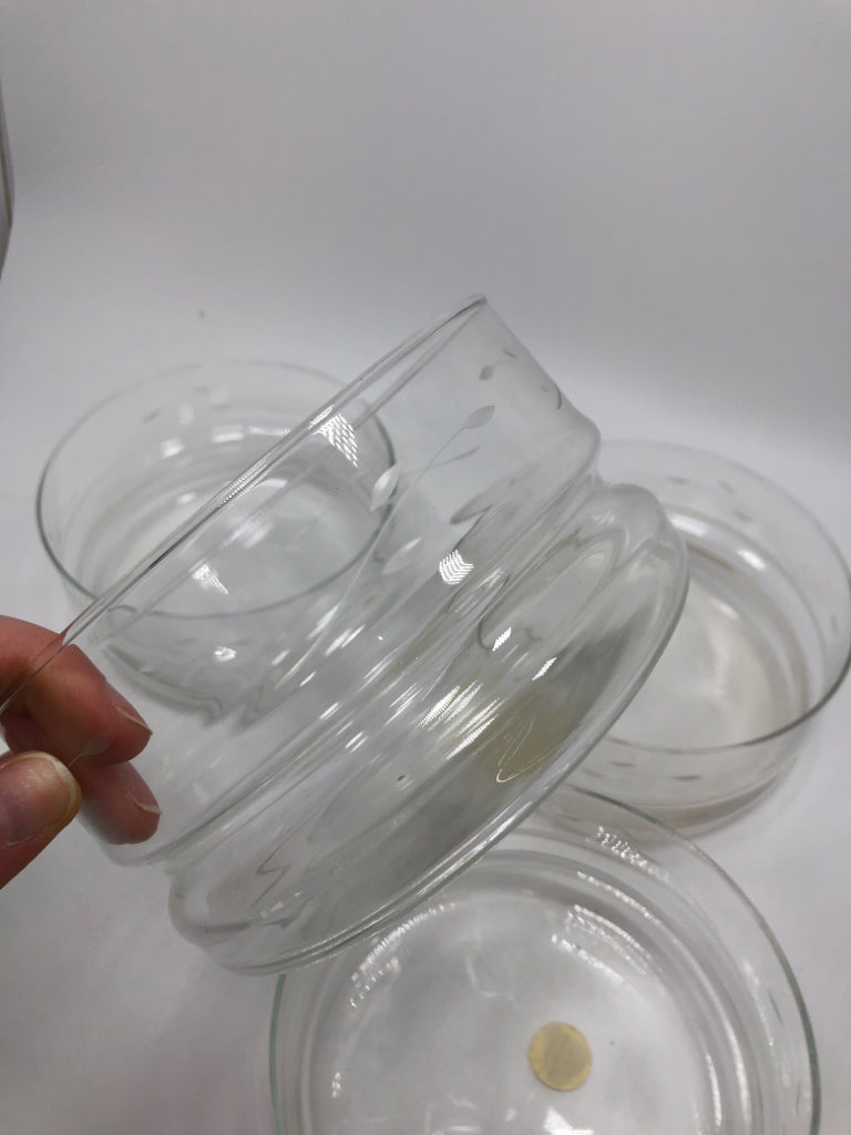 4PC ETCHED CRYSTAL GLASS BOWLS.