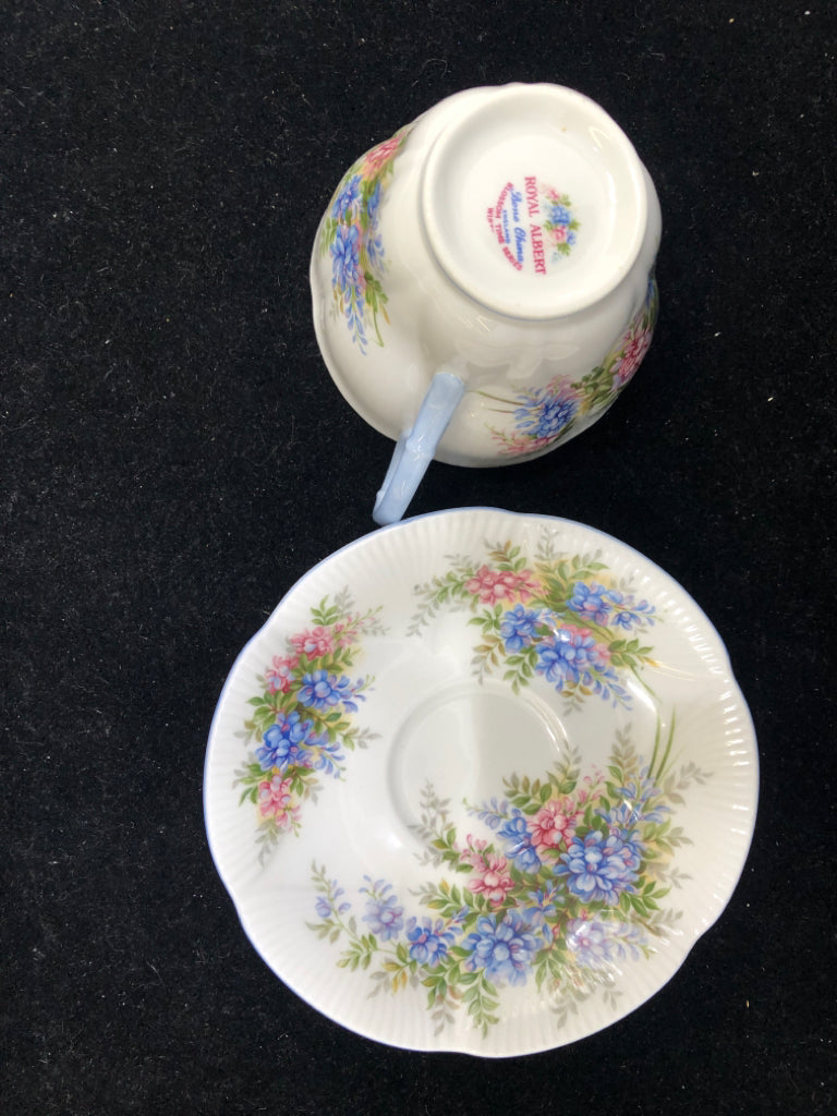 VTG BLUE FLORAL CUP/SAUCER BLOSSOM TIME SERIES.