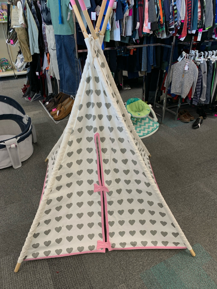 Heart Cotton canvas Teepee Play Tent