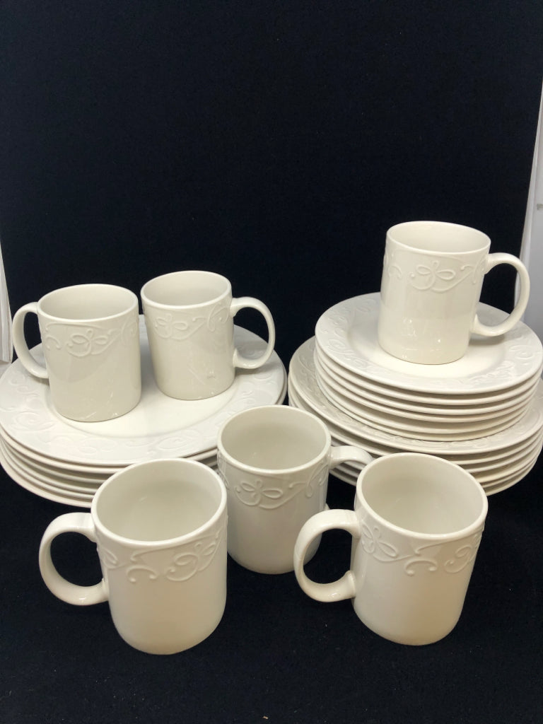 24PC CONFETTI SET W/DINNER PLATE, SALAD PLATE, BOWL & MUG.