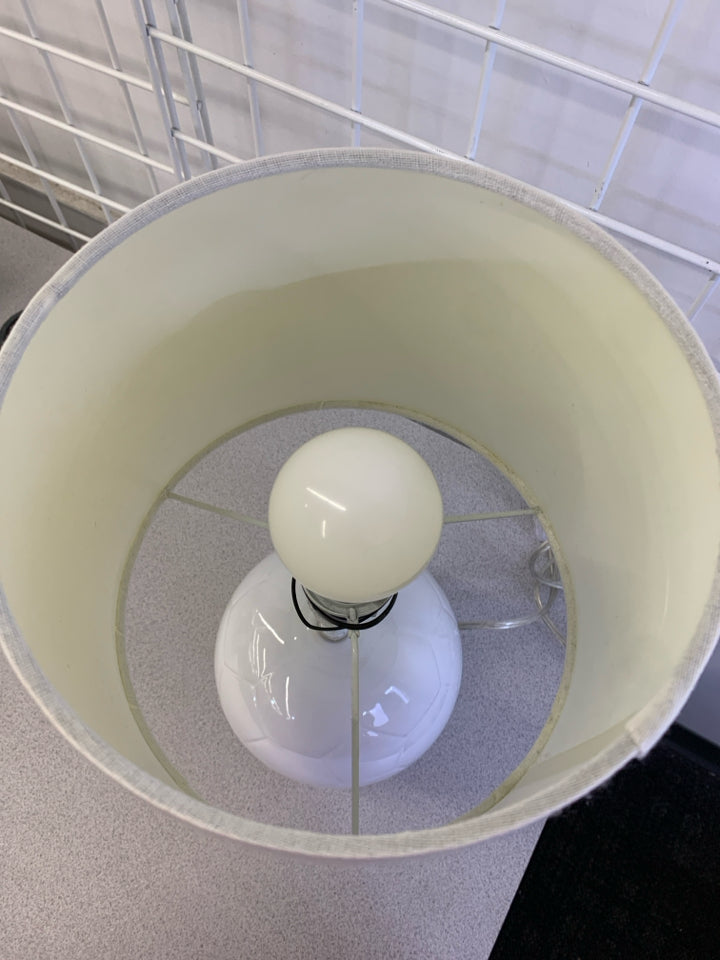 SOCCER BALL LAMP W/WHITE SHADE.