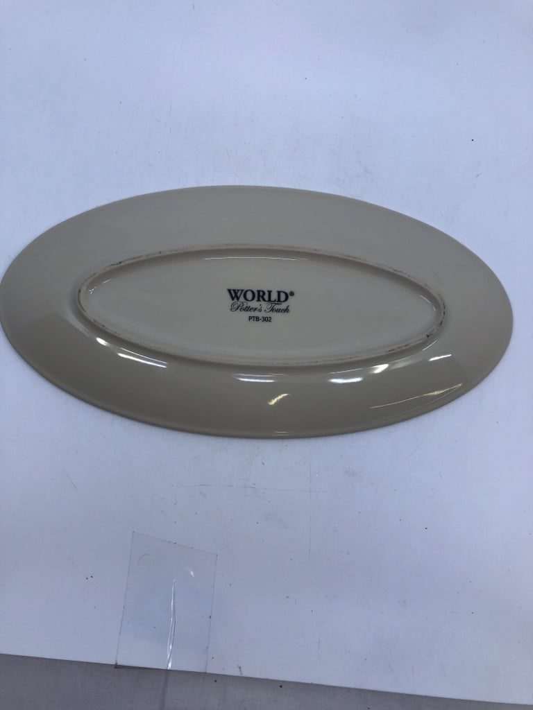 TEAL OVAL SERVING PLATE.